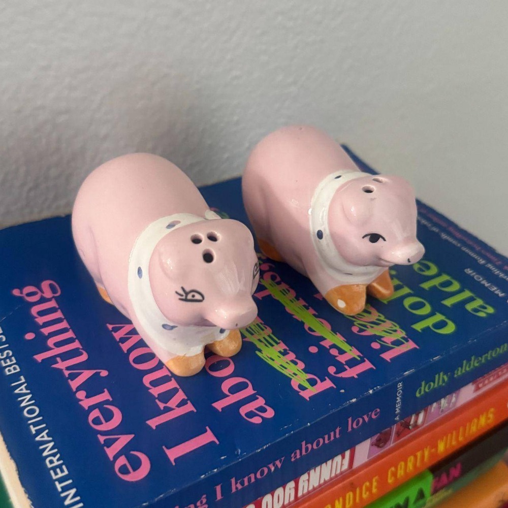 Vintage Pink Pig Salt‎ and Pepper Shakers Farmhouse Kitchen Decor